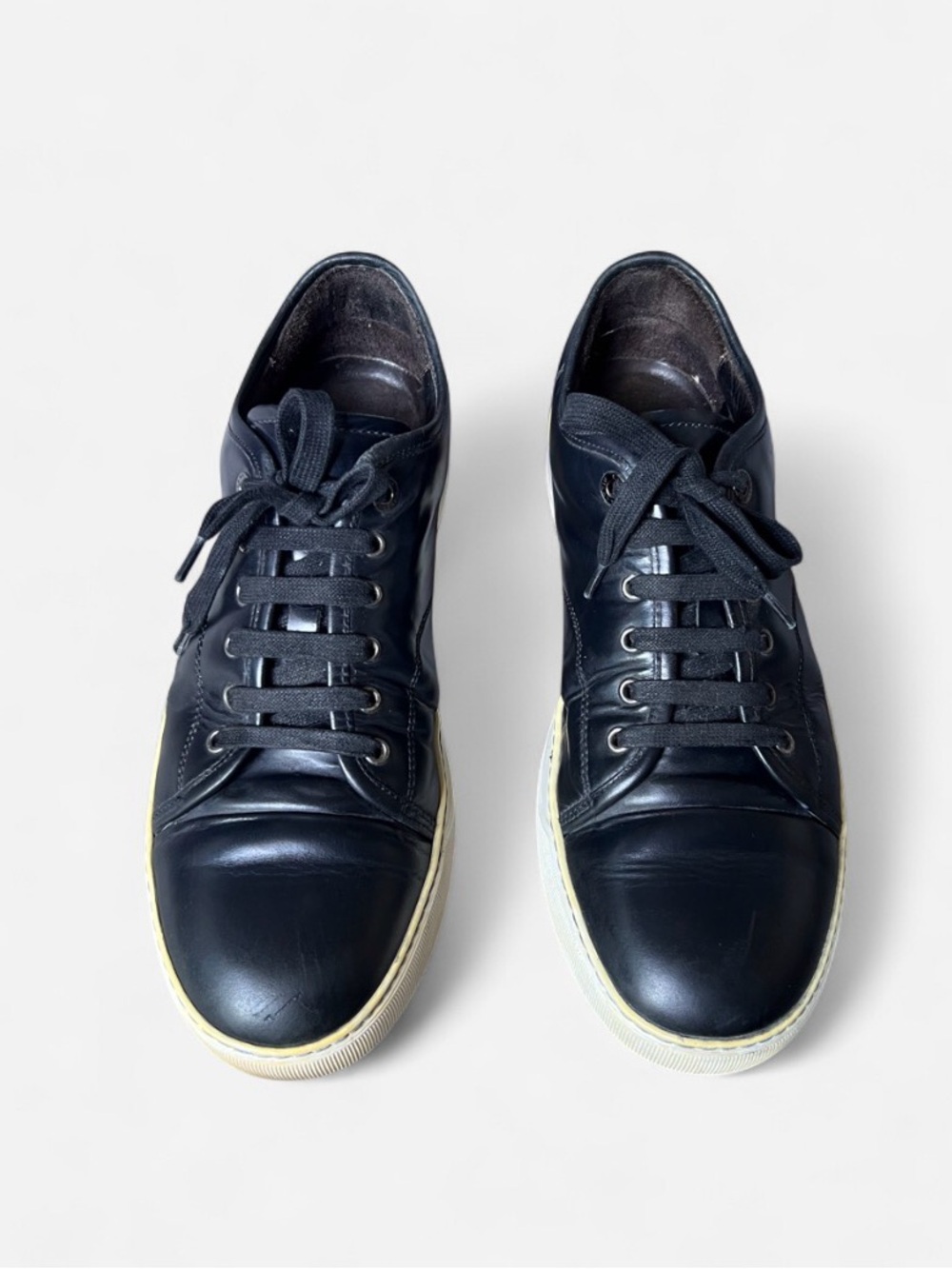 Lanvin Low Top Sneaker Size 9 Black Leather Classic Portugal Made